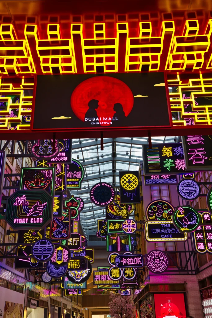 Chinese Cultural Zone at Dubai Mall – Lanterns, Decor, and Traditional Elements