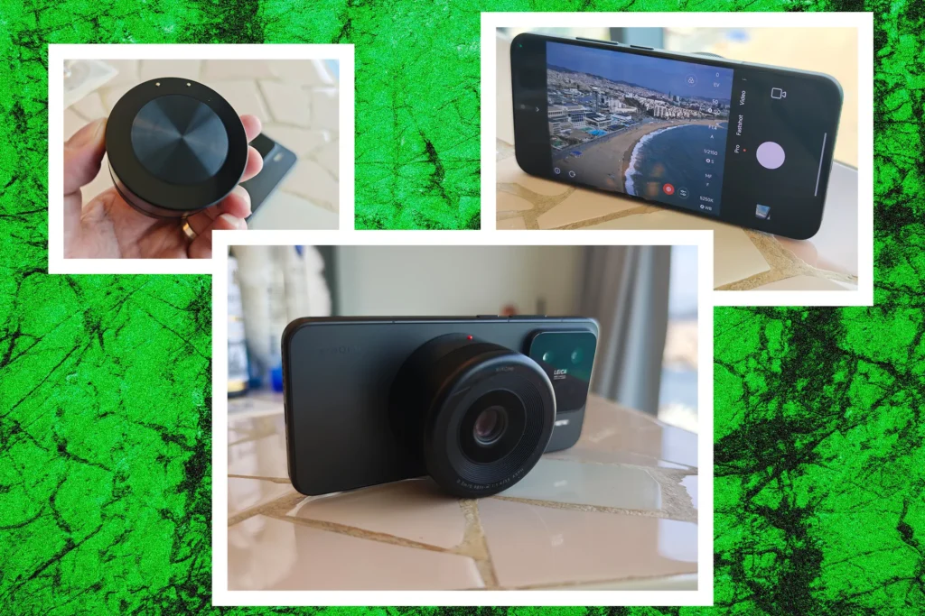 Xiaomi 15 Pro phone with magnetic modular lens attached