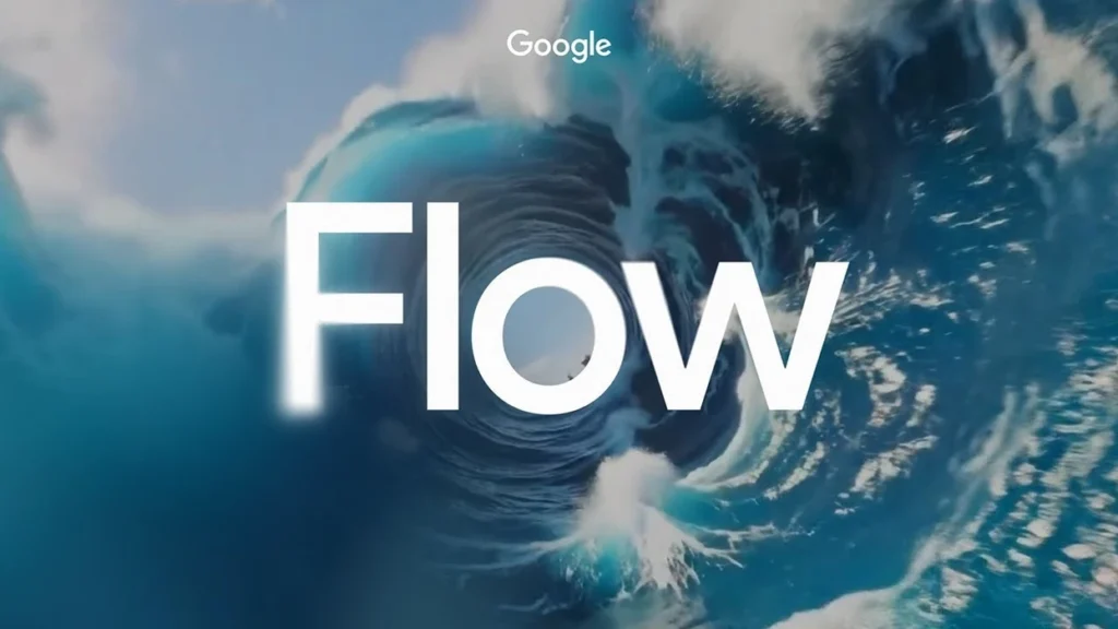 Google I/O 2025 stage with Flow video tool announcement for AI filmmaking