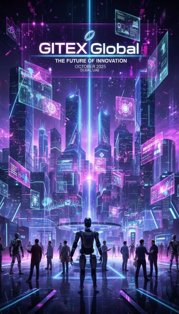 Photo of GITEX Dubai 2025 exhibition showcasing technology, AI, and digital innovation