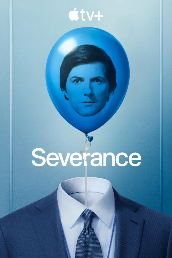 Severance Season 2 poster featuring minimalist corporate design and psychological sci-fi elements